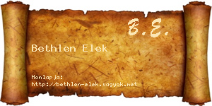 Bethlen Elek névjegykártya