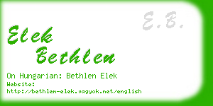 elek bethlen business card